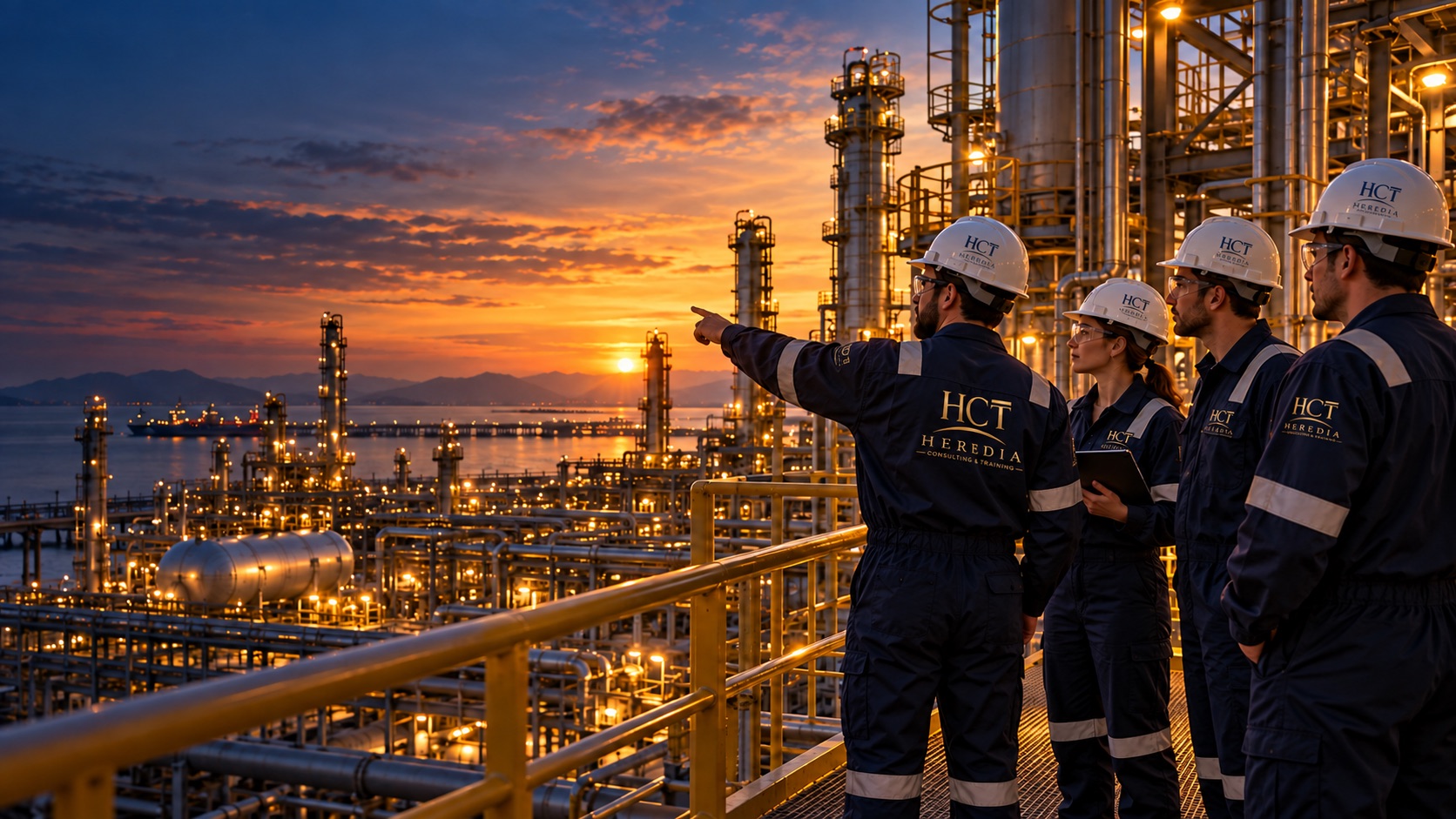 Ingenieros de Oil & Gas en una facilidad de producción